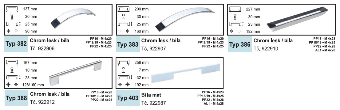 provedení chrom lesk/bílá | úchytky - provedení chrom lesk/bílá