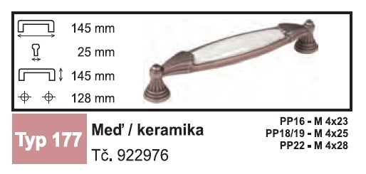 provedení měď/keramika | úchytky - provedení měď/keramika